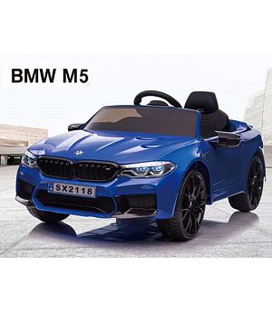 COCHE NIÑOS BMW M5, 12V, asiento cuero, RUEDAS goma, RC, AZUL  INDA422-AC-SX2118B